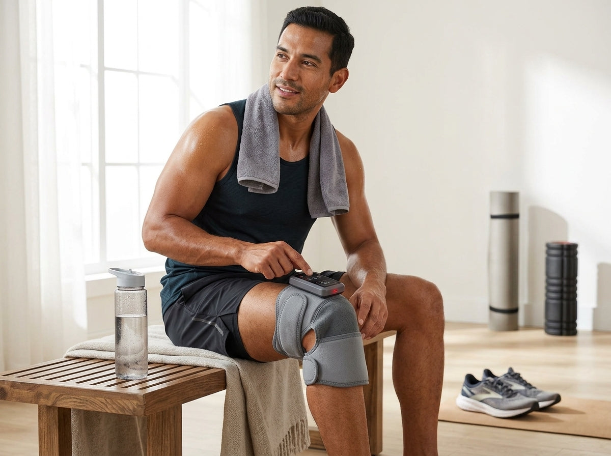 Deportista recuperando la rodilla después de entrenar